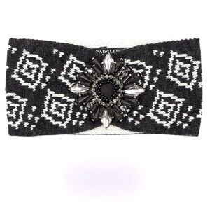 Badgley Mischka Black and White Geometric Rhinestone Headband